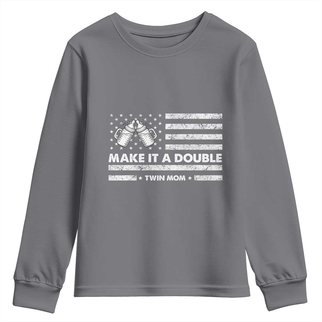 Twin Mom Youth Sweatshirt Make It A Double Patriotic USA Flag Gift