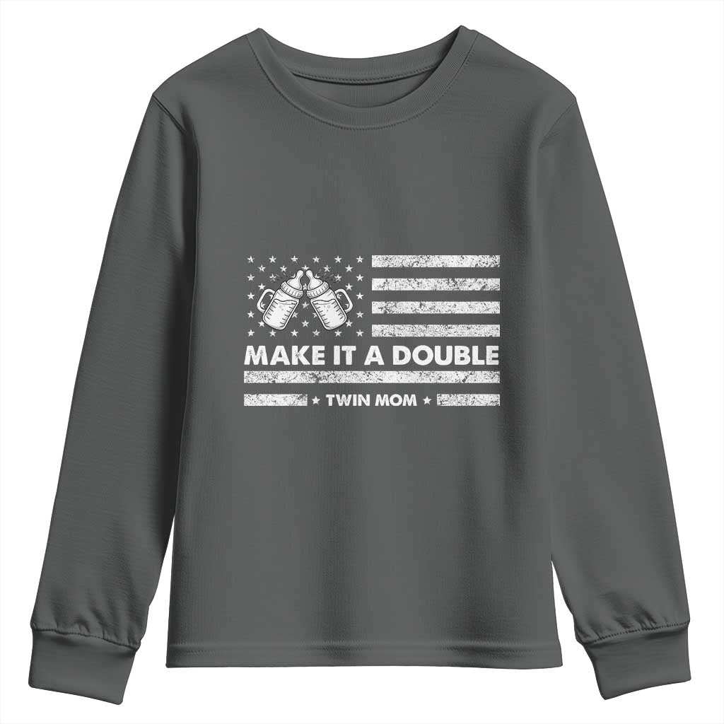 Twin Mom Youth Sweatshirt Make It A Double Patriotic USA Flag Gift