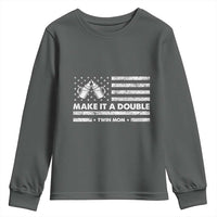 Twin Mom Youth Sweatshirt Make It A Double Patriotic USA Flag Gift
