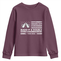 Twin Mom Youth Sweatshirt Make It A Double Patriotic USA Flag Gift