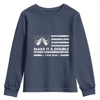 Twin Mom Youth Sweatshirt Make It A Double Patriotic USA Flag Gift
