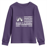 Twin Mom Youth Sweatshirt Make It A Double Patriotic USA Flag Gift