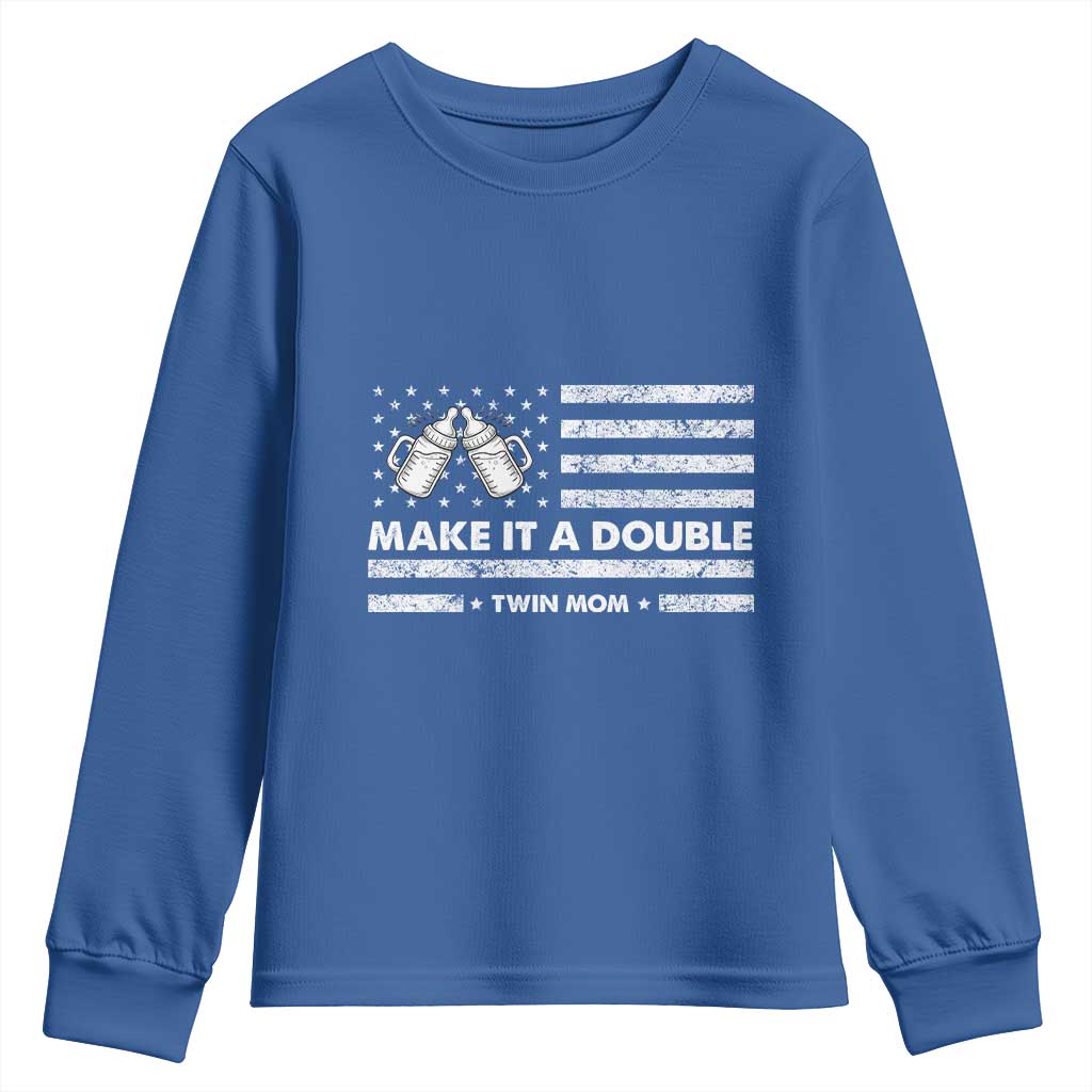 Twin Mom Youth Sweatshirt Make It A Double Patriotic USA Flag Gift