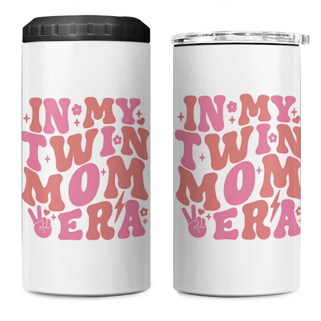 In My Twin Mom Era 4 in 1 Can Cooler Tumbler Funny Mama Twin Pregnancy Announcement
