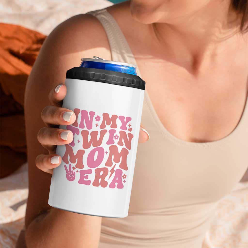 In My Twin Mom Era 4 in 1 Can Cooler Tumbler Funny Mama Twin Pregnancy Announcement