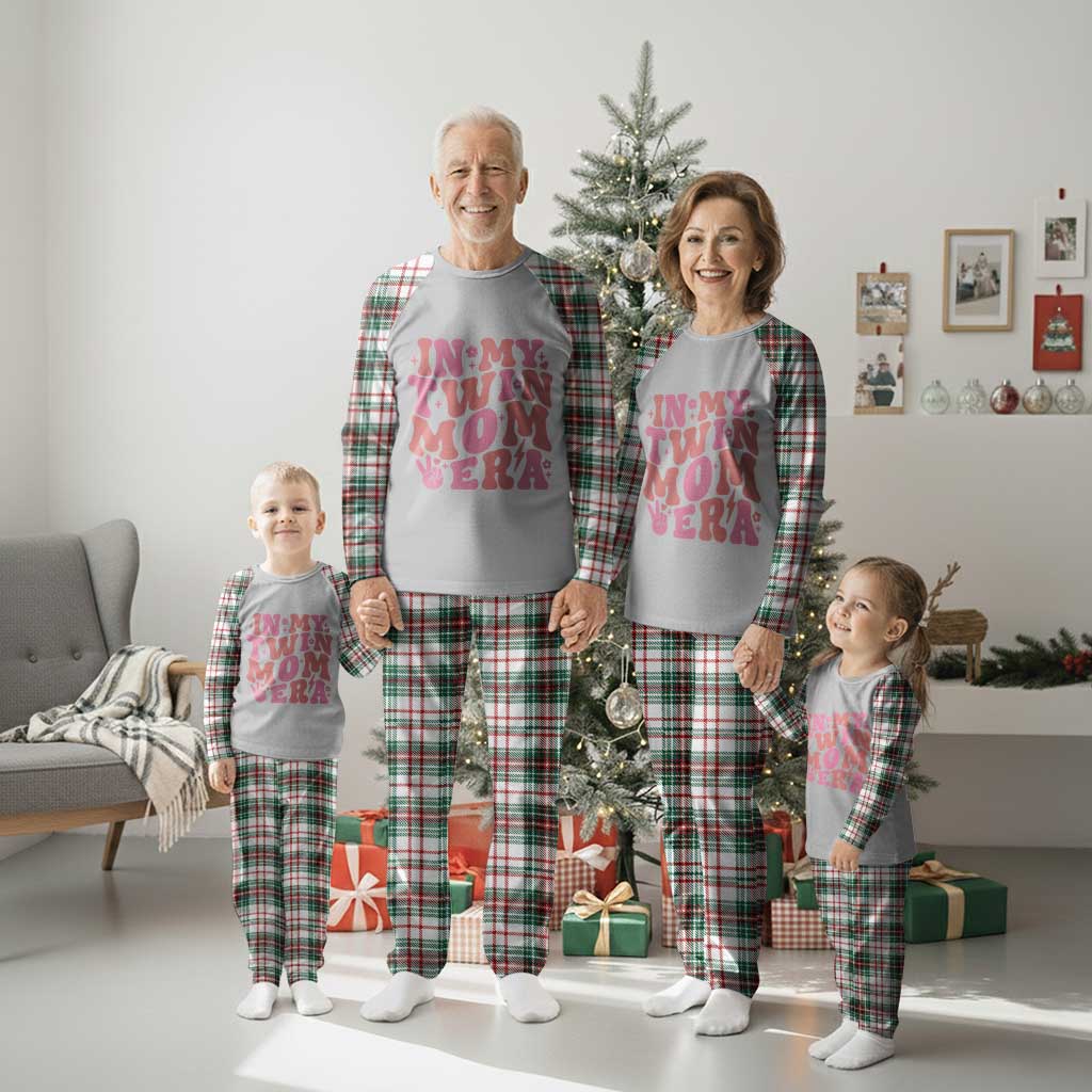 In My Twin Mom Era Plaid Pajama Set Funny Mama Twin Pregnancy Announcement