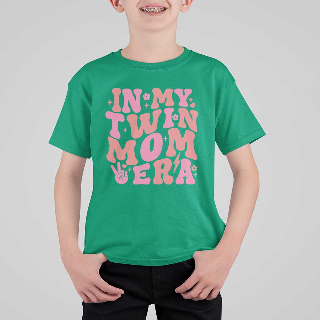 In My Twin Mom Era T Shirt For Kid Funny Mama Twin Pregnancy Announcement