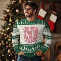 In My Twin Mom Era Ugly Christmas Sweater Funny Mama Twin Pregnancy Announcement