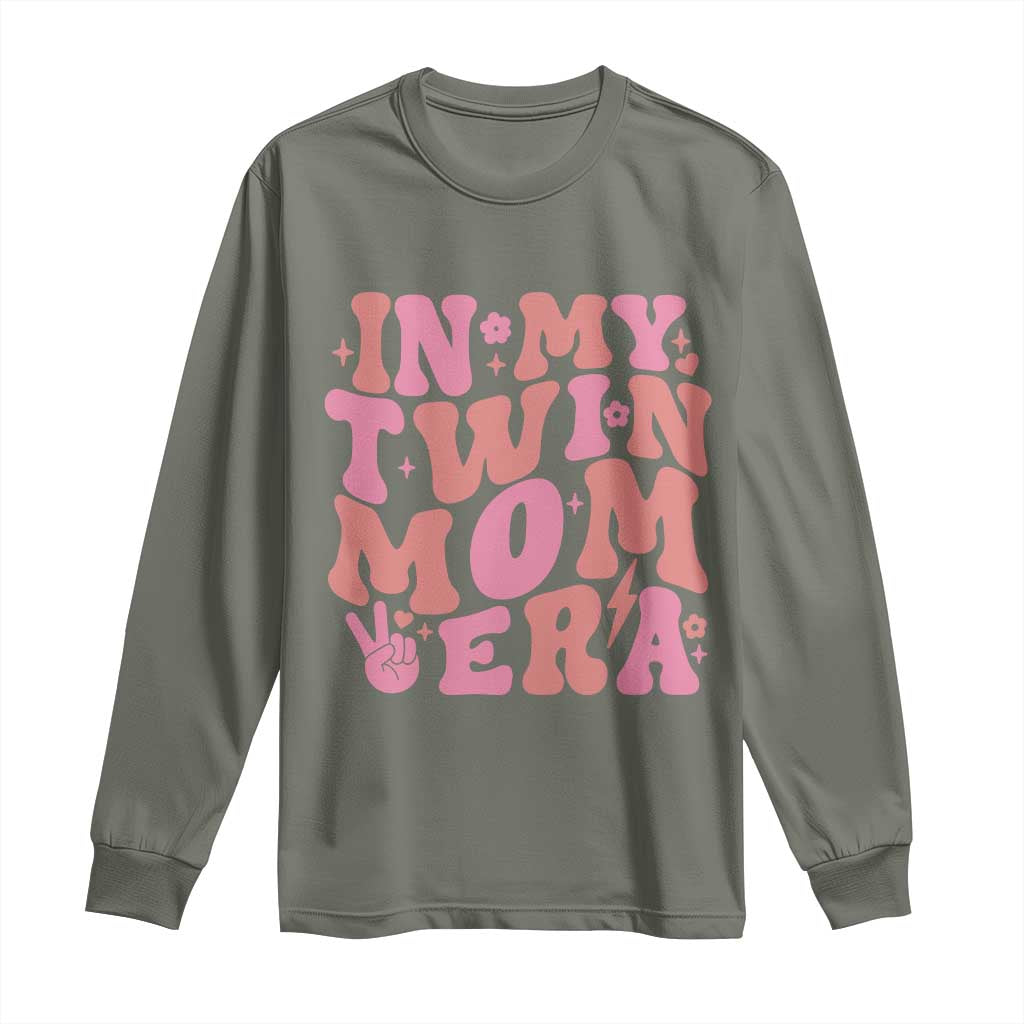 In My Twin Mom Era Long Sleeve Shirt Funny Mama Twin Pregnancy Announcement