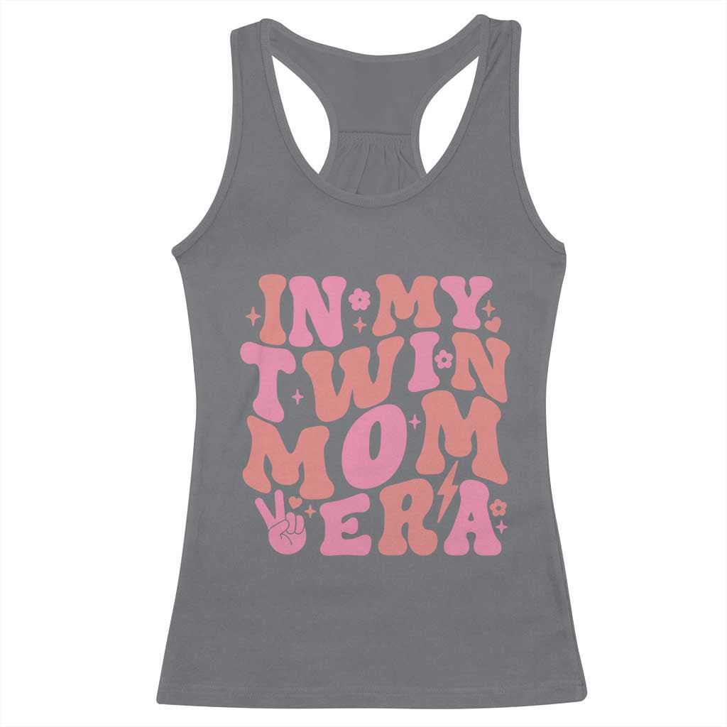 In My Twin Mom Era Racerback Tank Top Funny Mama Twin Pregnancy Announcement
