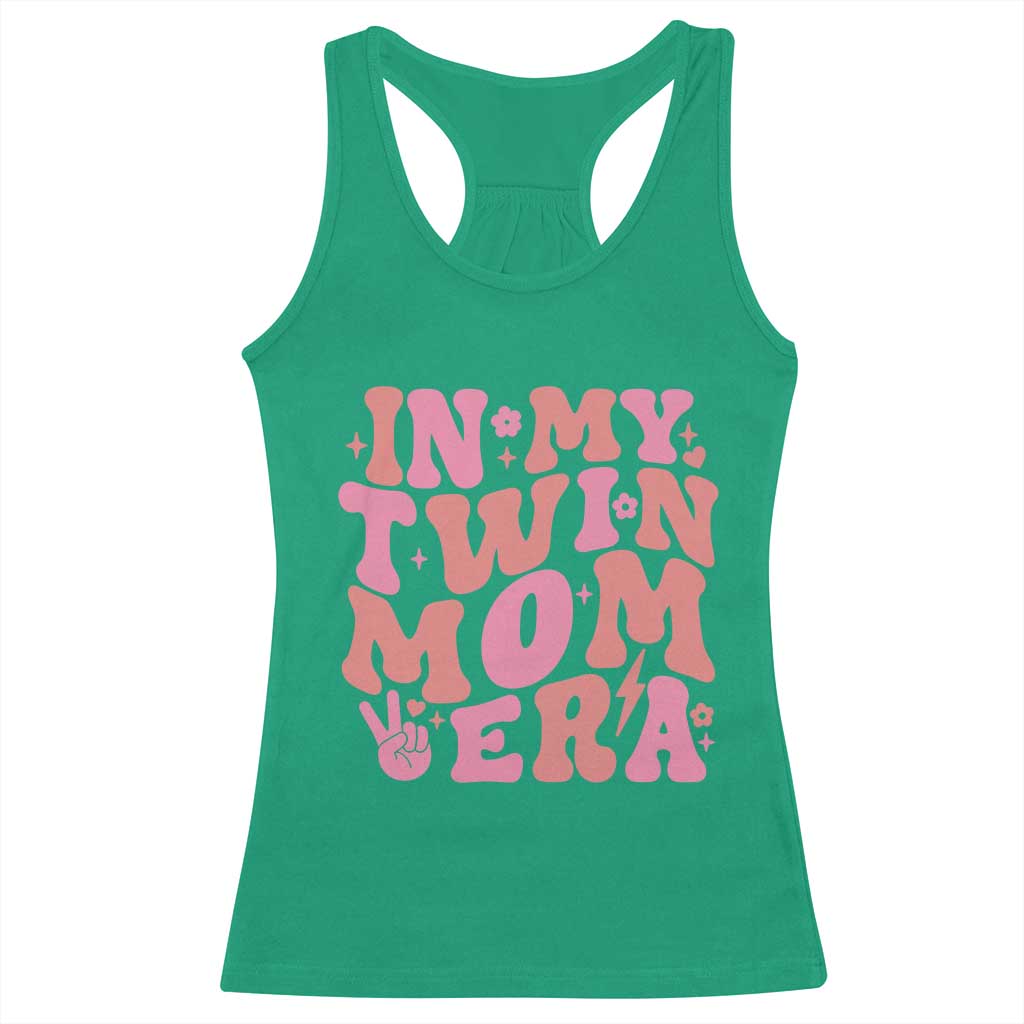 In My Twin Mom Era Racerback Tank Top Funny Mama Twin Pregnancy Announcement