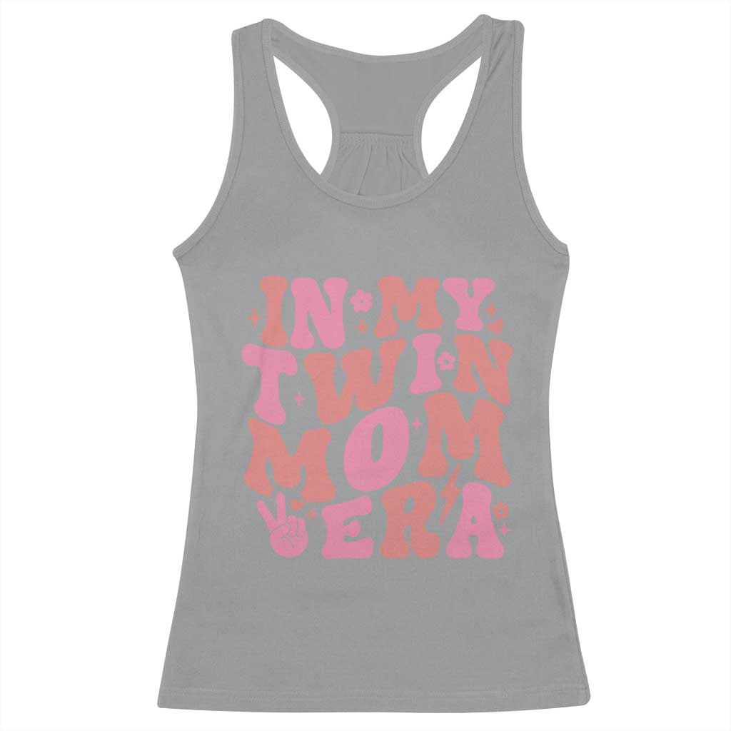 In My Twin Mom Era Racerback Tank Top Funny Mama Twin Pregnancy Announcement