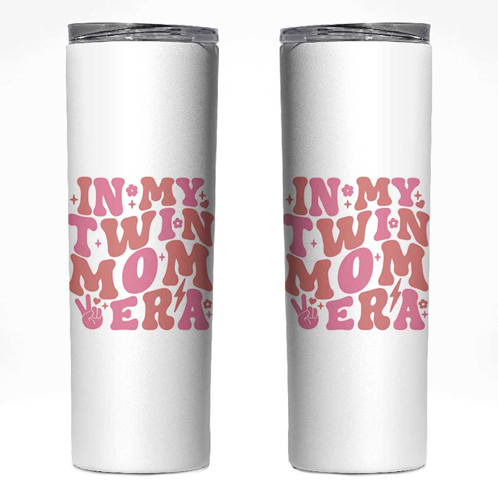 In My Twin Mom Era Skinny Tumbler Funny Mama Twin Pregnancy Announcement