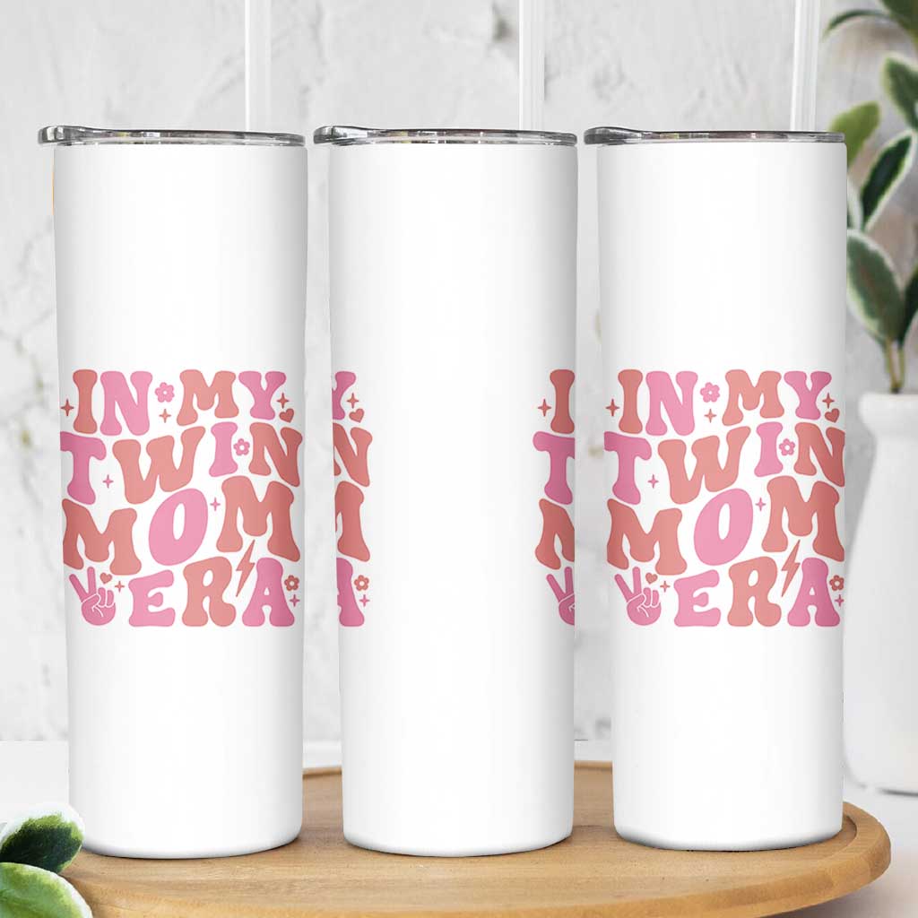 In My Twin Mom Era Skinny Tumbler Funny Mama Twin Pregnancy Announcement