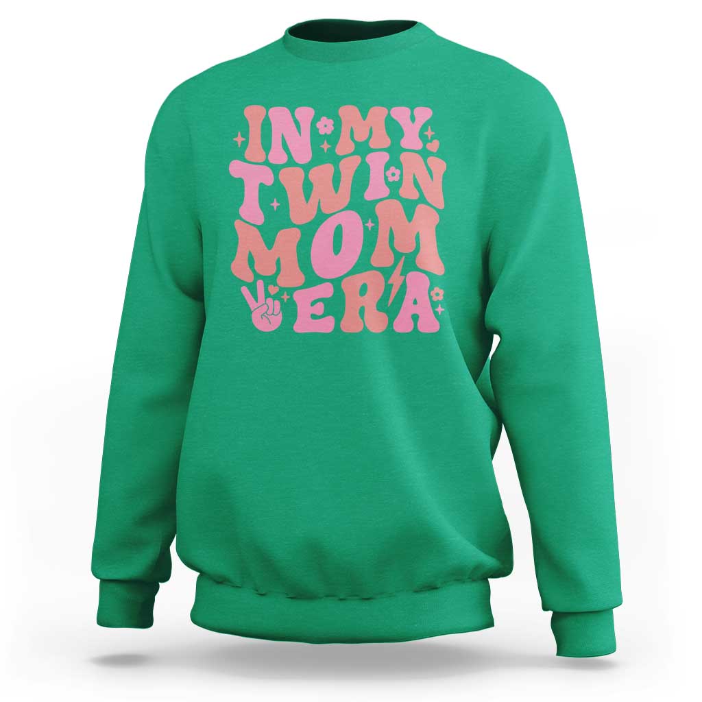In My Twin Mom Era Sweatshirt Funny Mama Twin Pregnancy Announcement
