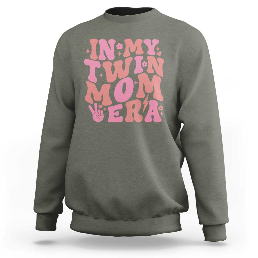 In My Twin Mom Era Sweatshirt Funny Mama Twin Pregnancy Announcement