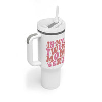 In My Twin Mom Era Tumbler With Handle Funny Mama Twin Pregnancy Announcement