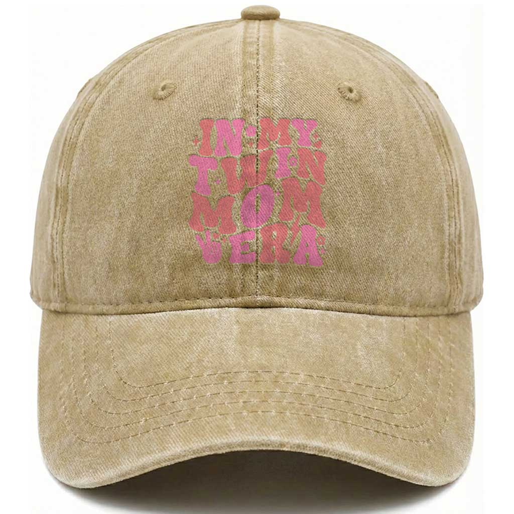 In My Twin Mom Era Washed Cotton Baseball Cap Funny Mama Twin Pregnancy Announcement