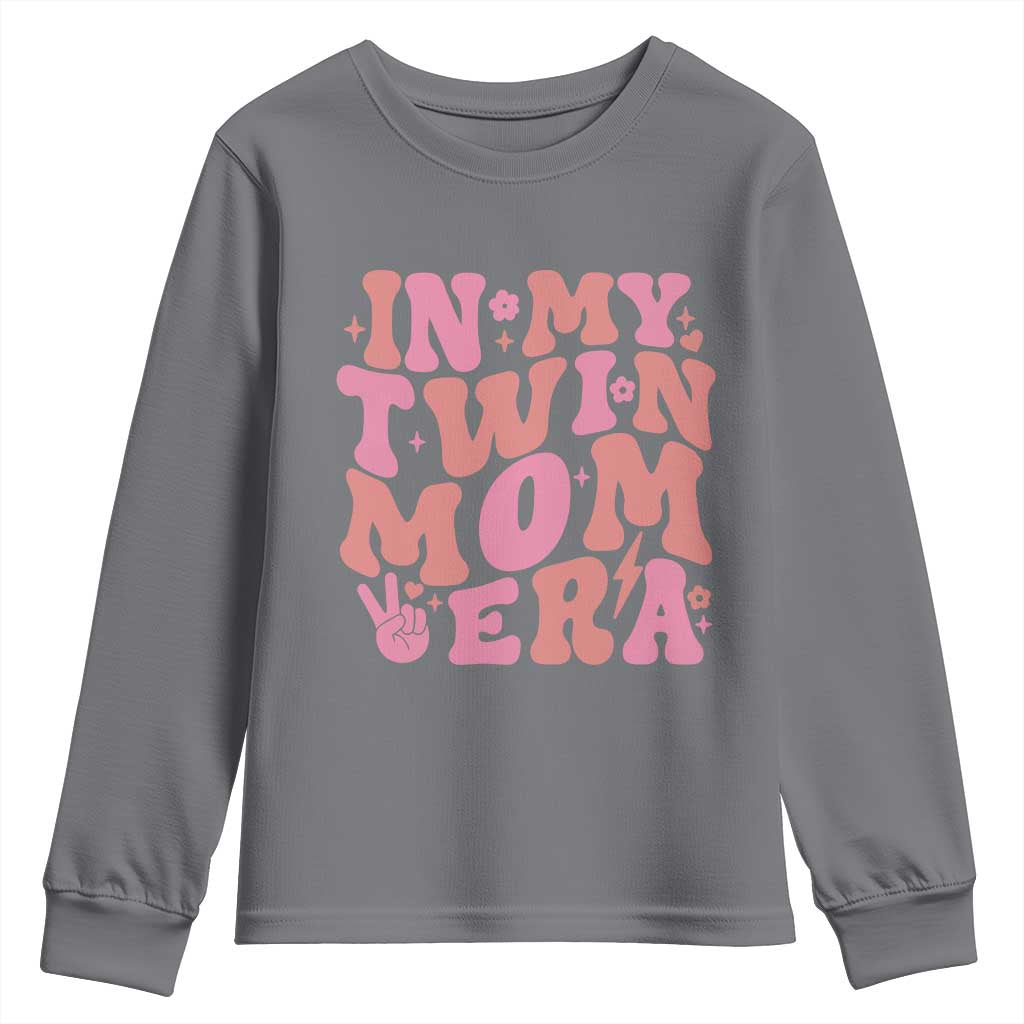 In My Twin Mom Era Youth Sweatshirt Funny Mama Twin Pregnancy Announcement