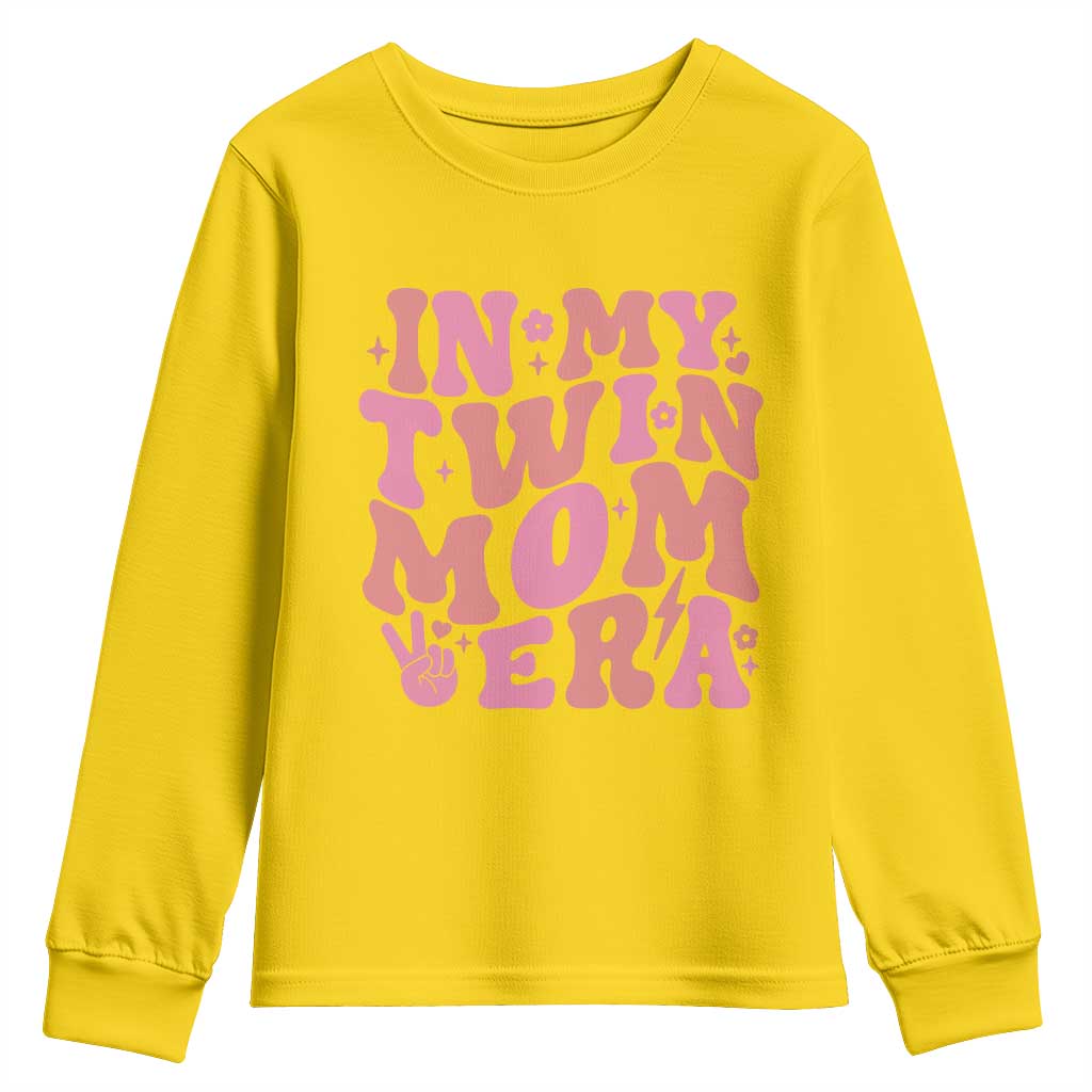 In My Twin Mom Era Youth Sweatshirt Funny Mama Twin Pregnancy Announcement