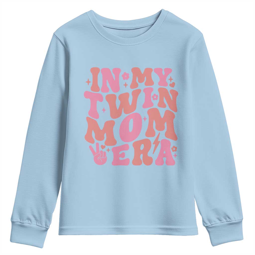 In My Twin Mom Era Youth Sweatshirt Funny Mama Twin Pregnancy Announcement
