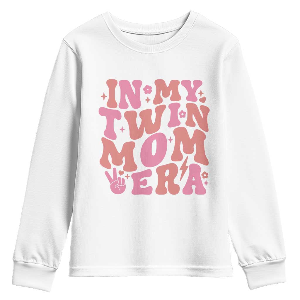 In My Twin Mom Era Youth Sweatshirt Funny Mama Twin Pregnancy Announcement