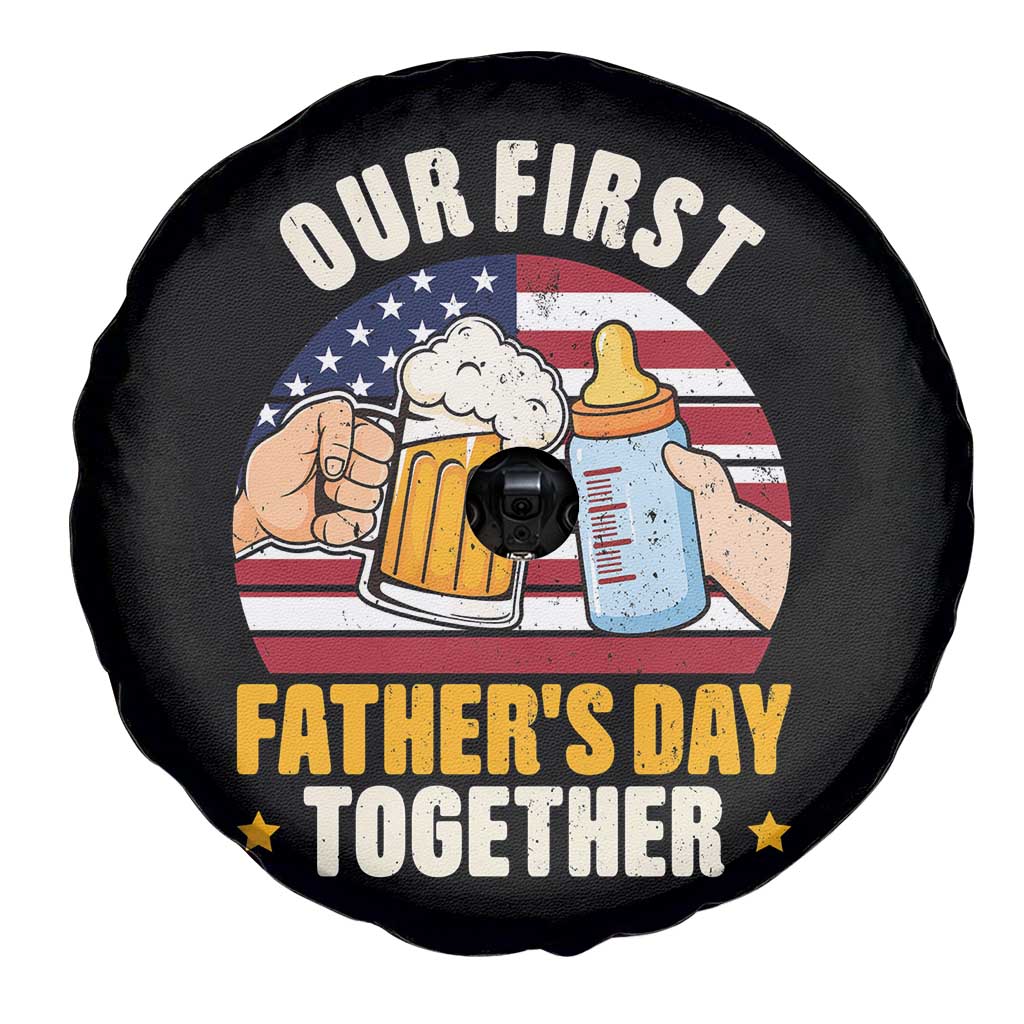 Patriotic Our First Fathers Day Together Spare Tire Cover Gift For New Dad
