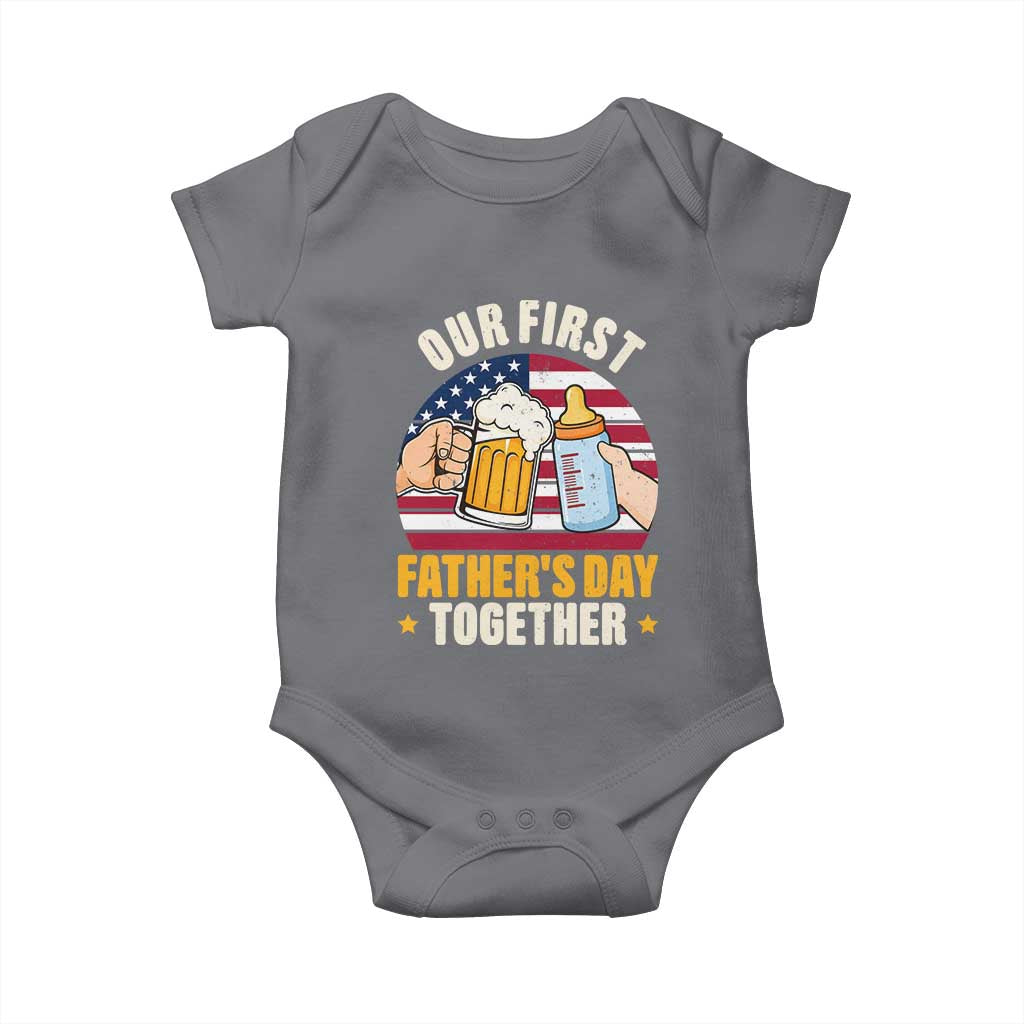 Patriotic Our First Fathers Day Together Baby Onesie Gift For New Dad
