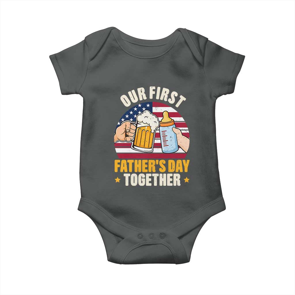 Patriotic Our First Fathers Day Together Baby Onesie Gift For New Dad