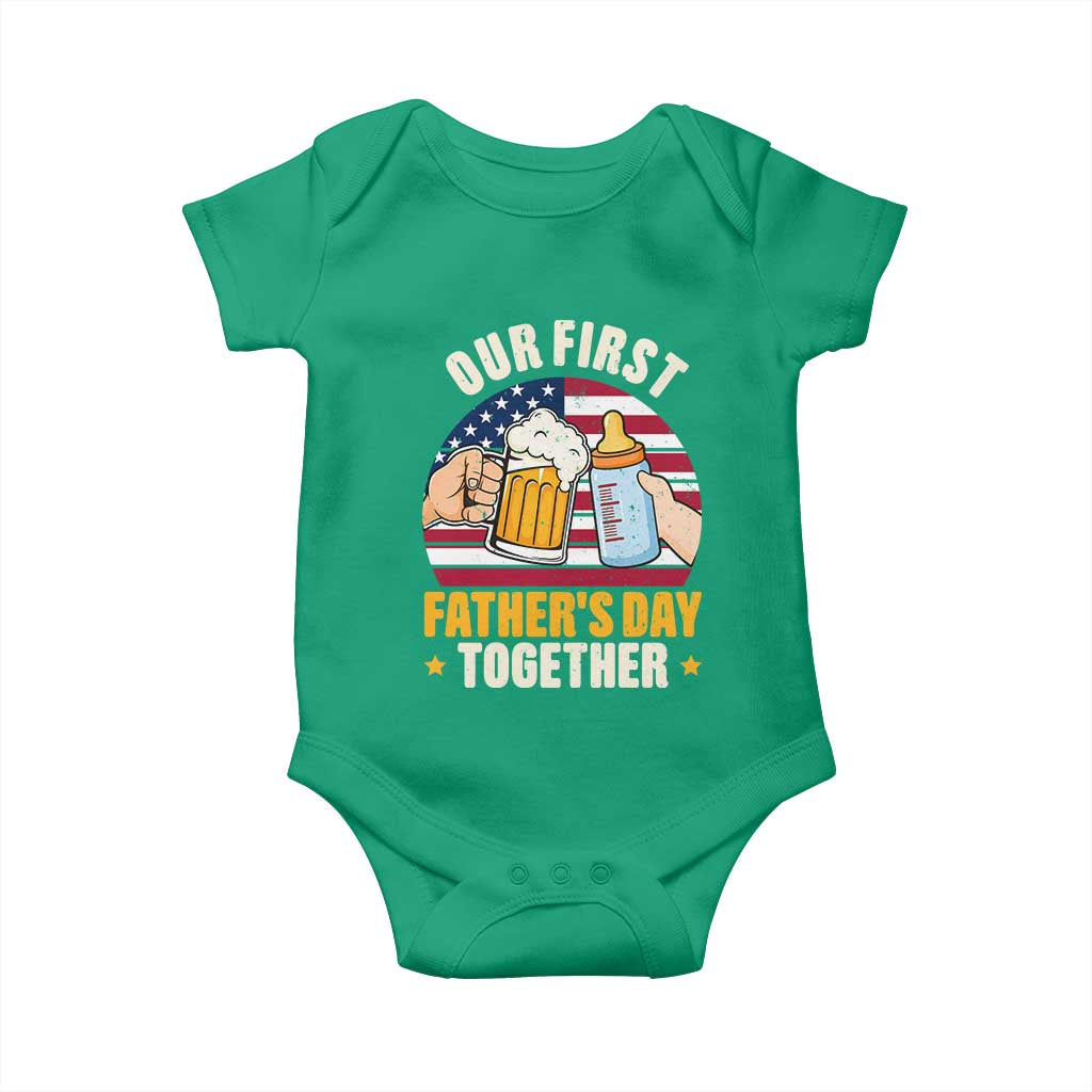 Patriotic Our First Fathers Day Together Baby Onesie Gift For New Dad