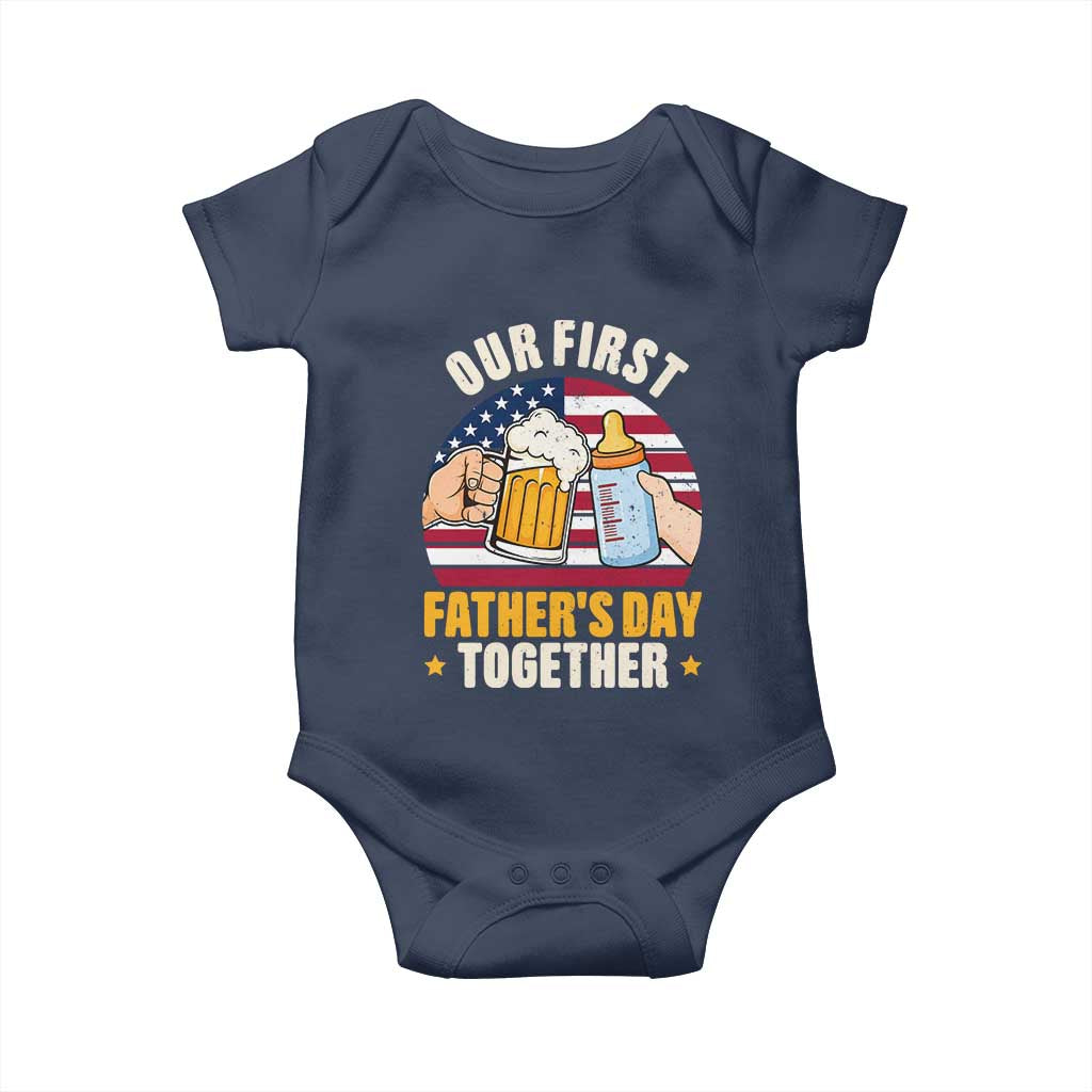 Patriotic Our First Fathers Day Together Baby Onesie Gift For New Dad