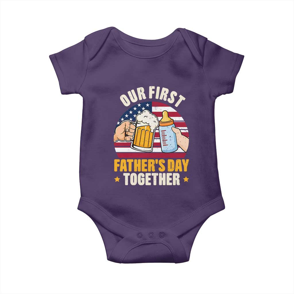 Patriotic Our First Fathers Day Together Baby Onesie Gift For New Dad