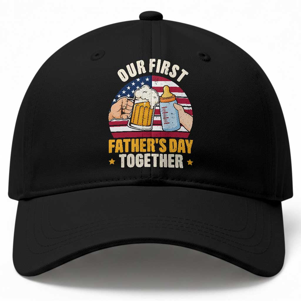 Patriotic Our First Fathers Day Together Baseball Cap Gift For New Dad