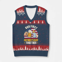 Patriotic Our First Fathers Day Together V-Neck Knit Sweater Vest Gift For New Dad