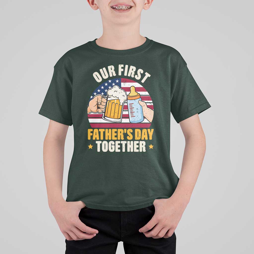 Patriotic Our First Fathers Day Together T Shirt For Kid Gift For New Dad