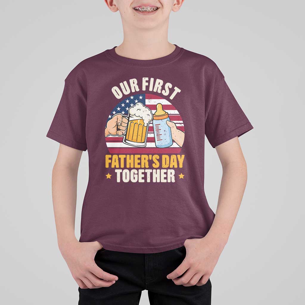 Patriotic Our First Fathers Day Together T Shirt For Kid Gift For New Dad