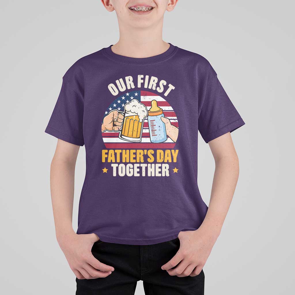 Patriotic Our First Fathers Day Together T Shirt For Kid Gift For New Dad