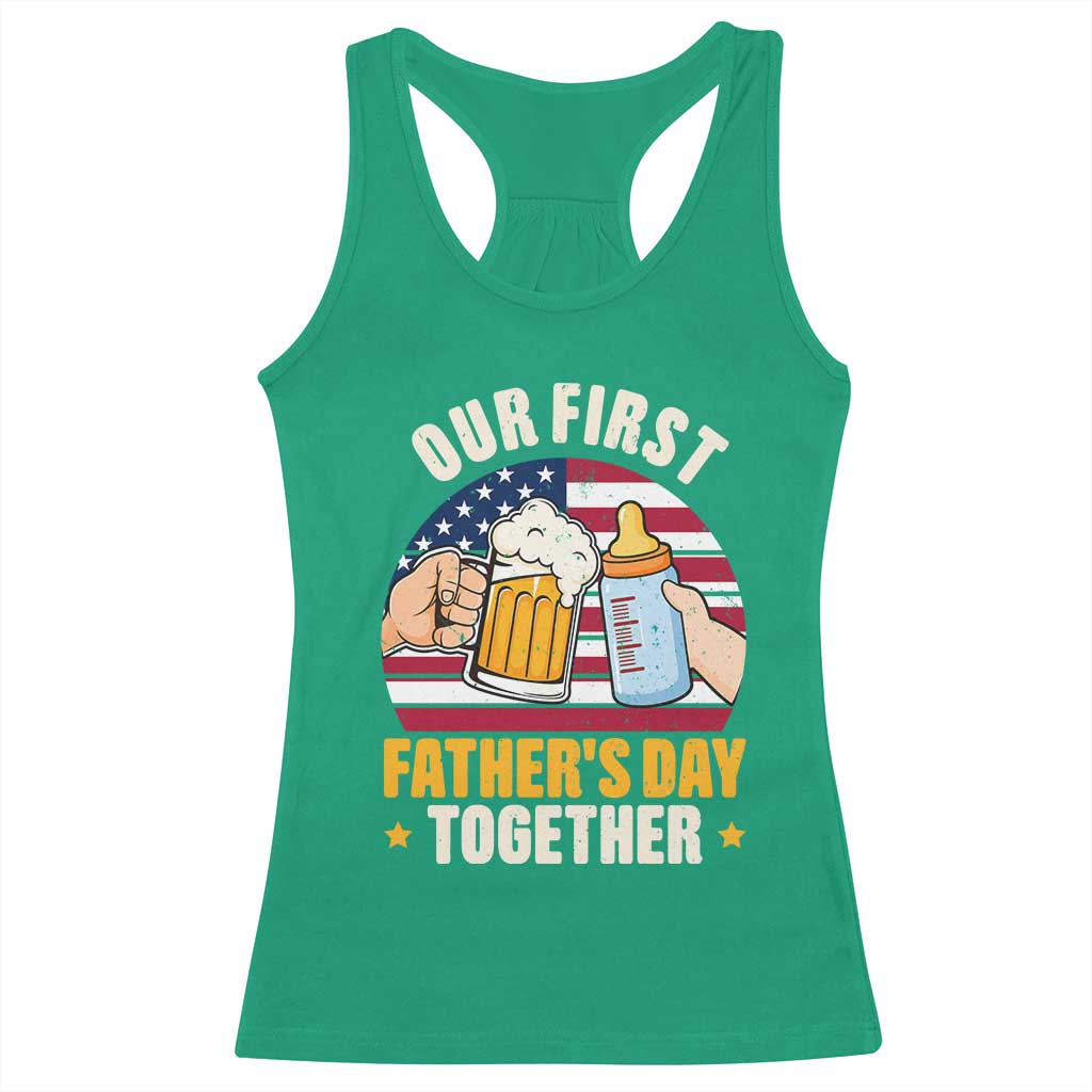 Patriotic Our First Fathers Day Together Racerback Tank Top Gift For New Dad