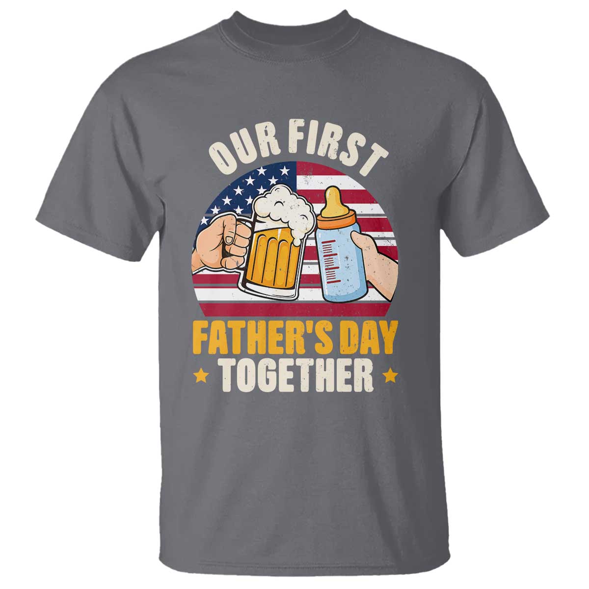 Patriotic Our First Fathers Day Together T Shirt Gift For New Dad