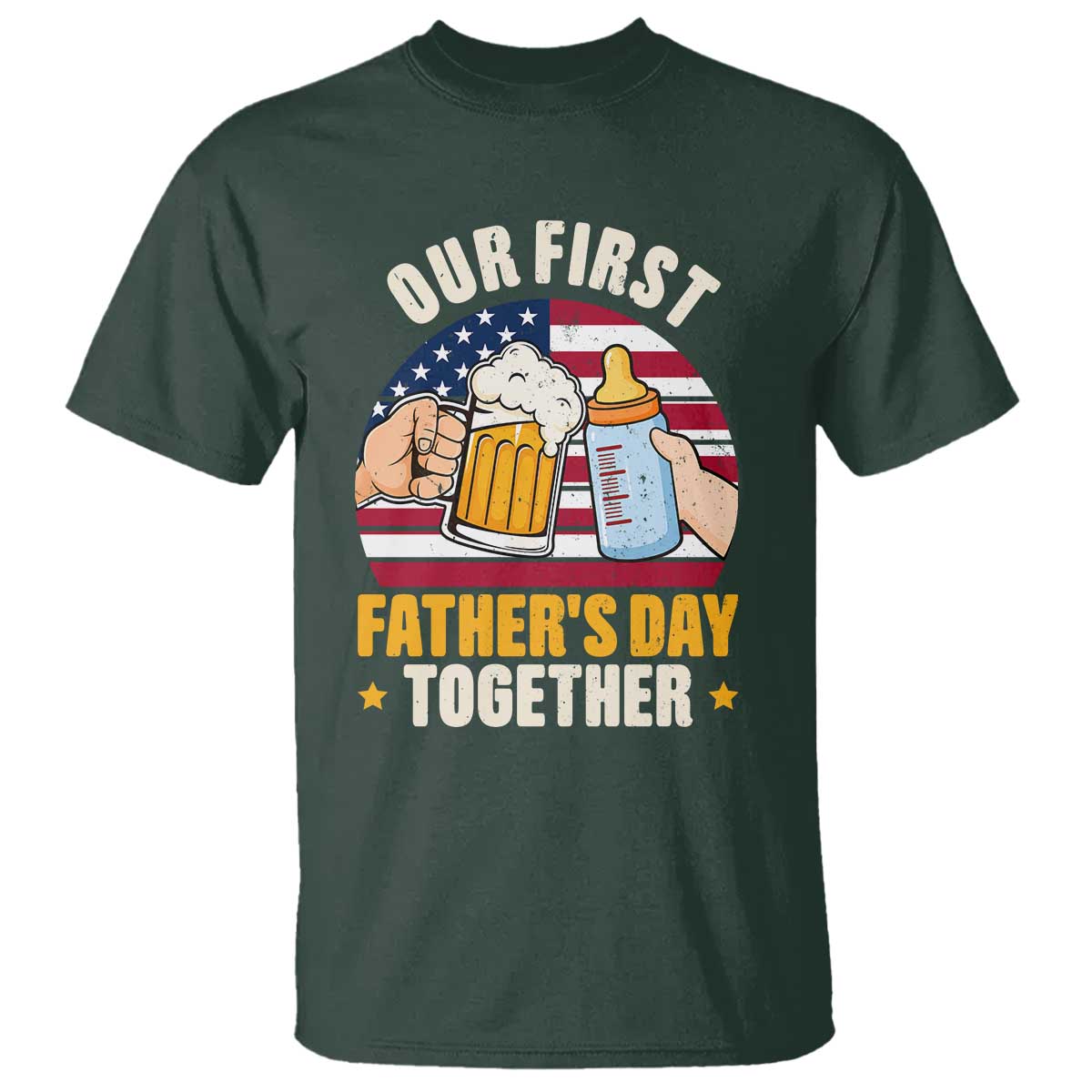 Patriotic Our First Fathers Day Together T Shirt Gift For New Dad