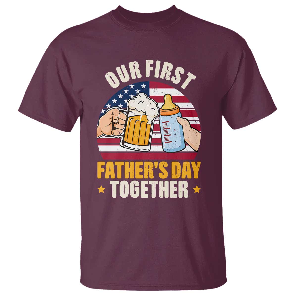 Patriotic Our First Fathers Day Together T Shirt Gift For New Dad