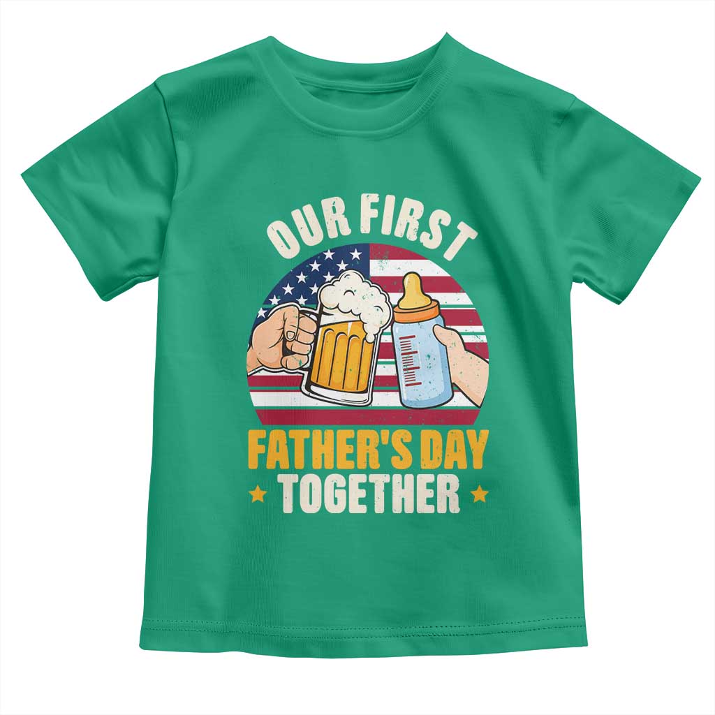 Patriotic Our First Fathers Day Together Toddler T Shirt Gift For New Dad