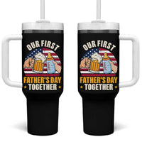 Patriotic Our First Fathers Day Together Tumbler With Handle Gift For New Dad