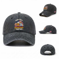 Patriotic Our First Fathers Day Together Washed Cotton Baseball Cap Gift For New Dad
