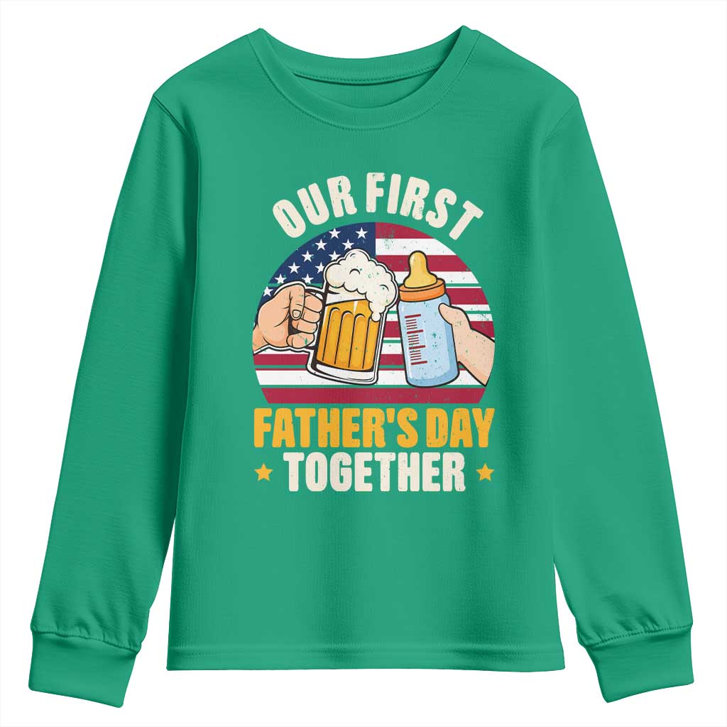 Patriotic Our First Fathers Day Together Youth Sweatshirt Gift For New Dad