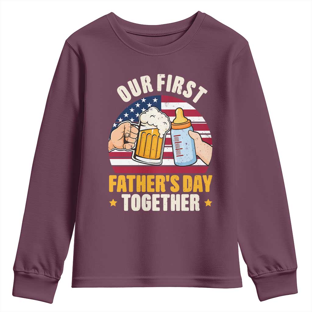 Patriotic Our First Fathers Day Together Youth Sweatshirt Gift For New Dad