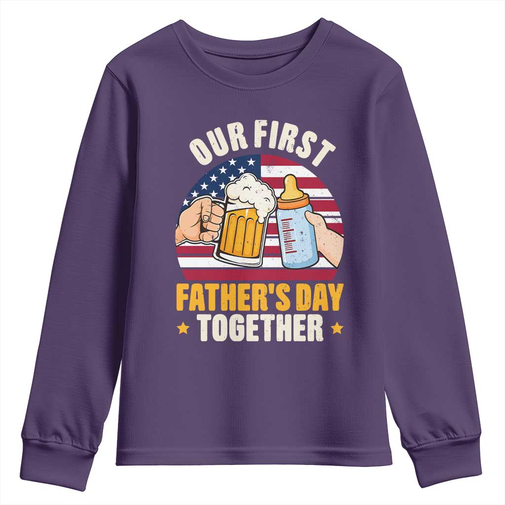 Patriotic Our First Fathers Day Together Youth Sweatshirt Gift For New Dad