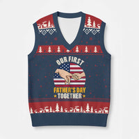 Our First Fathers Day Together V-Neck Knit Sweater Vest Patriotic New Dad Gift