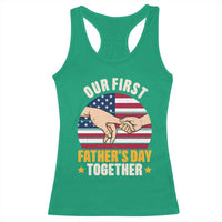 Our First Fathers Day Together Racerback Tank Top Patriotic New Dad Gift