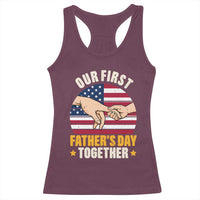 Our First Fathers Day Together Racerback Tank Top Patriotic New Dad Gift
